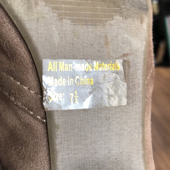 Faux suede stacked heel booties • Grayish Tan • 7.5 - 7 1/2 - Picture 6 of 7